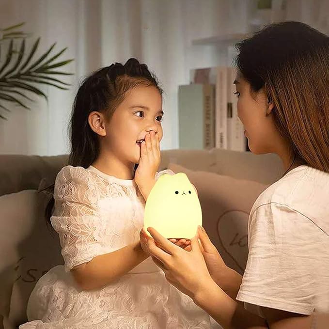 Litake LED Cat Night Light for Kids, Battery Powered Silicone Animal Cute Cat Nursery Night Lights, Portable Night Light, Ideal Multicolor Gifts for Women, Baby, Children, Toddlers, Teen Girls