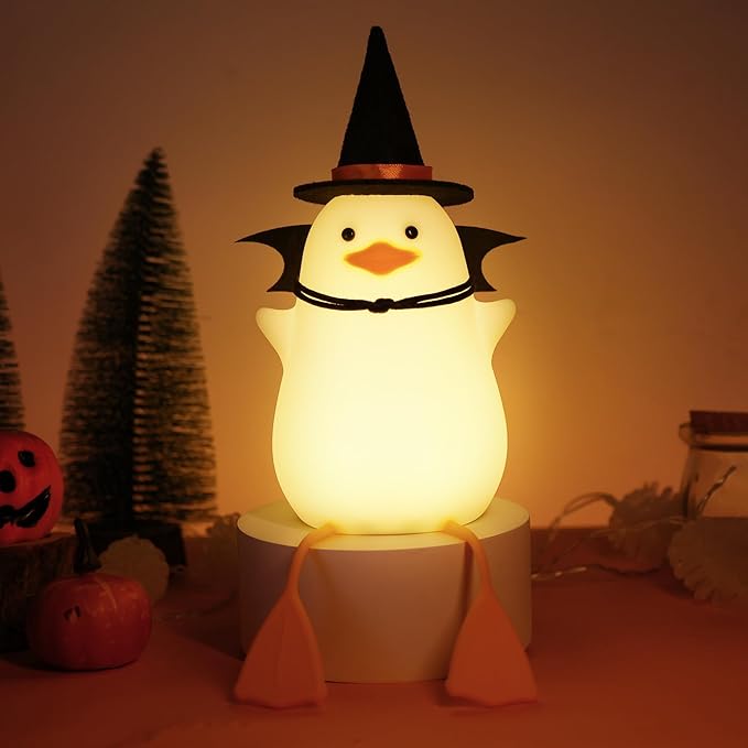 Attivolife Duck Night Light for Kids, LED Bedside Table Silicone Lamp, Timer Dimmable Animal Magician Touch Control Nursery Portable, Halloween Birthday Gift for Boy Girl (Bat Wing)