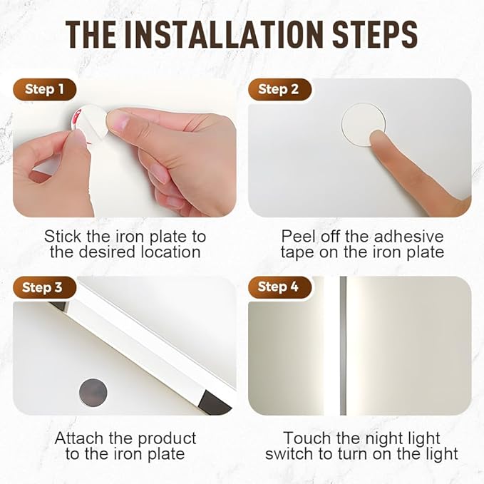 Punch-Free Smart Sensor Magnetic Rechargeable LED Lights, 2026 Upgraded Lntelligent Motion Sensor Light Strip, 3 Colors-Dimmable, Under Cabinet Lighting Wireless (4, Warm Light, 10cm/3.9in)