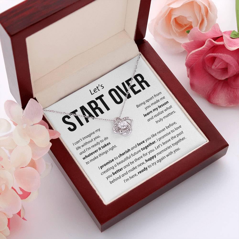 Start Over Necklaces, To My Soulmate Necklace For Women, Gift For Girlfriend, Personalized Birthday Gift For Her Anniversary Valentine, To My Wife Necklace From Husband (Luxury Led Box, Silver)