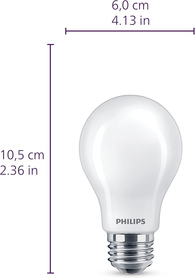 PHILIPS LED 60W A19 8-Pack Ultra Definition (2700K) 800 Lumen (8W = 60W) Dimmable Frosted Flicker-Free Light Bulbs
