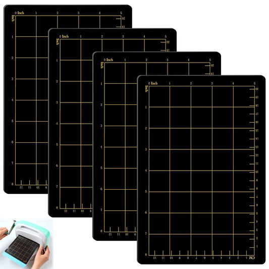 Copkim 4 Shims 6'' x 9" Magnetic Shim with Card Size Grids Die Cutting Machine Accessories Black Embossing Machine Pads for Die Cutter
