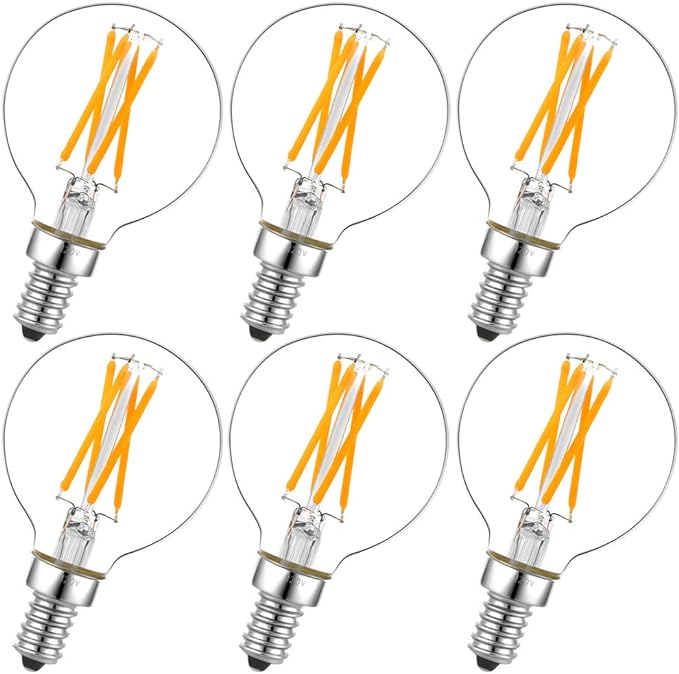 LiteHistory e12 led dimmable g16.5 Light Bulb 6W Equal 60 Watt 600lm AC120V e12 Candelabra Bulb 60 Watt for Chandeliers,Ceiling Fan,Vanity Warm White 2700K Globe e12 Light Bulb 6Pack
