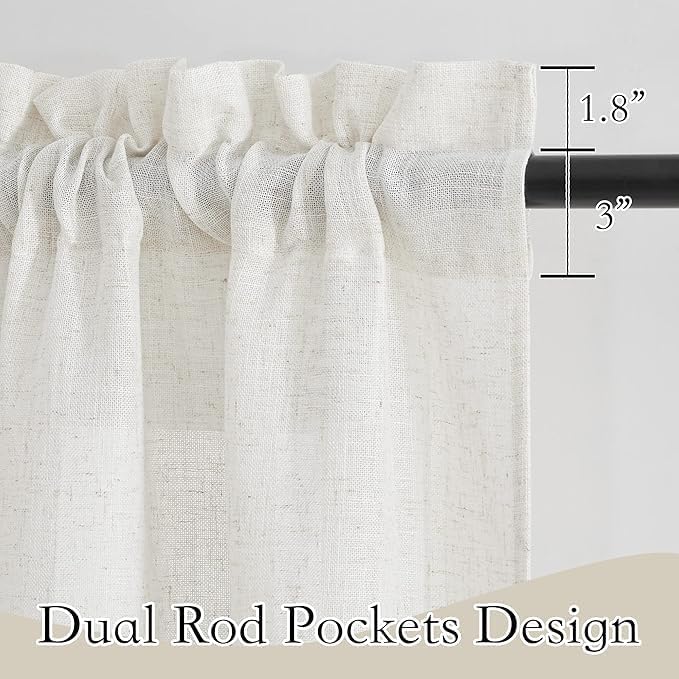 RYB HOME Thick Linen Curtains 84 inch Length for Dining Room Doorway, Machine Washable Light Filtering Soft Textured Wrinkle Resistance Boho Farmhouse, W 42 x L 84 inches, Linen, 2 Panels