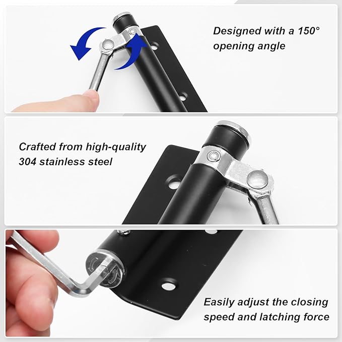 Automatic Door Closer Silver Spring Door Closers for Home, Stainless Steel Auto Doors Closer Self Closing Safety Screen Closers