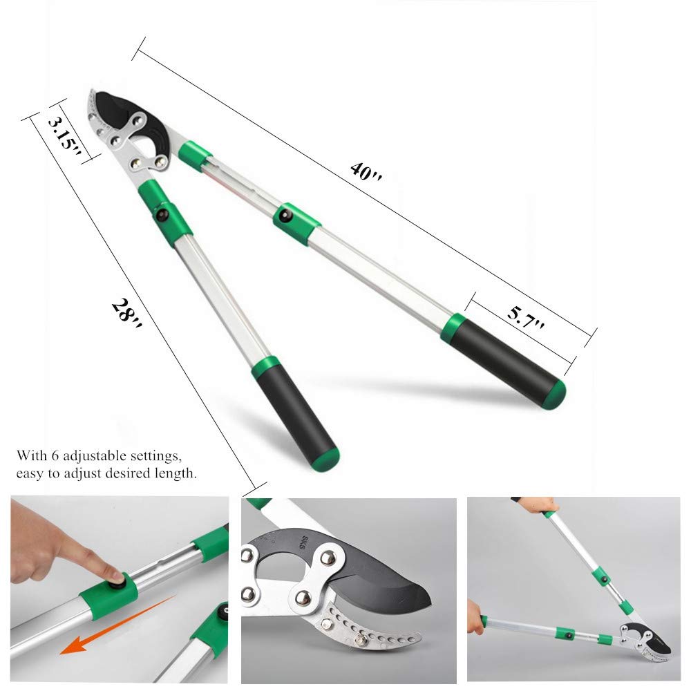 SK5 High-Performance Compound Action Anvil Lopper,Chops Thick Branches with Ease,2 Inch Cutting Capacity,28inch-40inch Telescoping Lopper, Tree Trimmer with Sturdy&Comfortable handle(A）