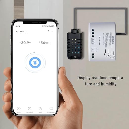 Tuya WiFi Intelligent Temperature and Humidity Sensor | 85-250V Dry Contact Relay | Real-Time Monitoring Intelligent Module | Compatible with Alexa Google