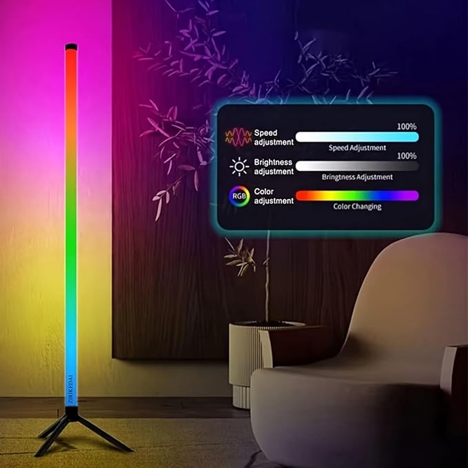LED Corner Floor Lamp with APP Remote Control RGB Color Changing Lights USB Music Sync Gaming TV Backlight Living Room Bedroom Atmosphere Lamp Multiple Dynamic Modes
