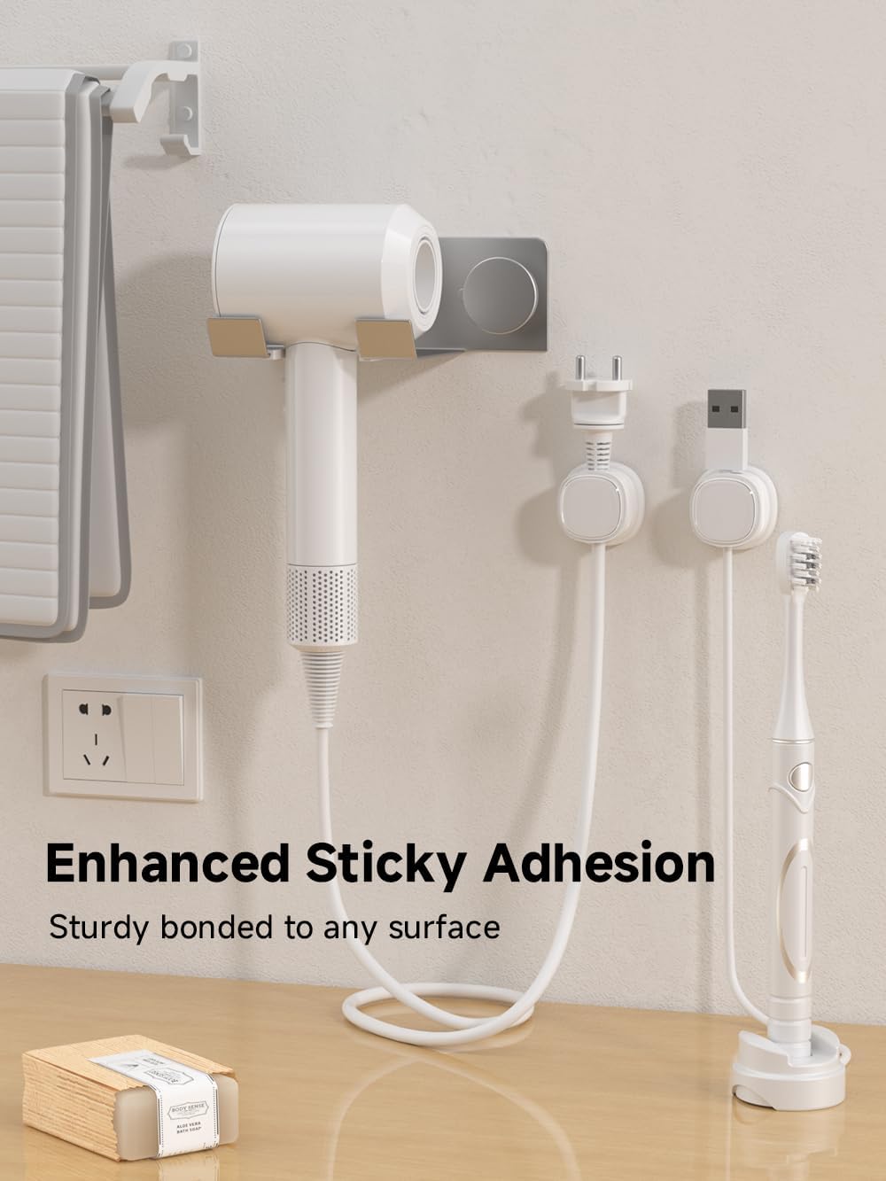 9 Pack Cord Organizer, Spring Cable Management, Adhesive Cute Cable Holder Clips, Phone Charger Wire Keeper for Desk Nightstand Car Office (9-Pack White)