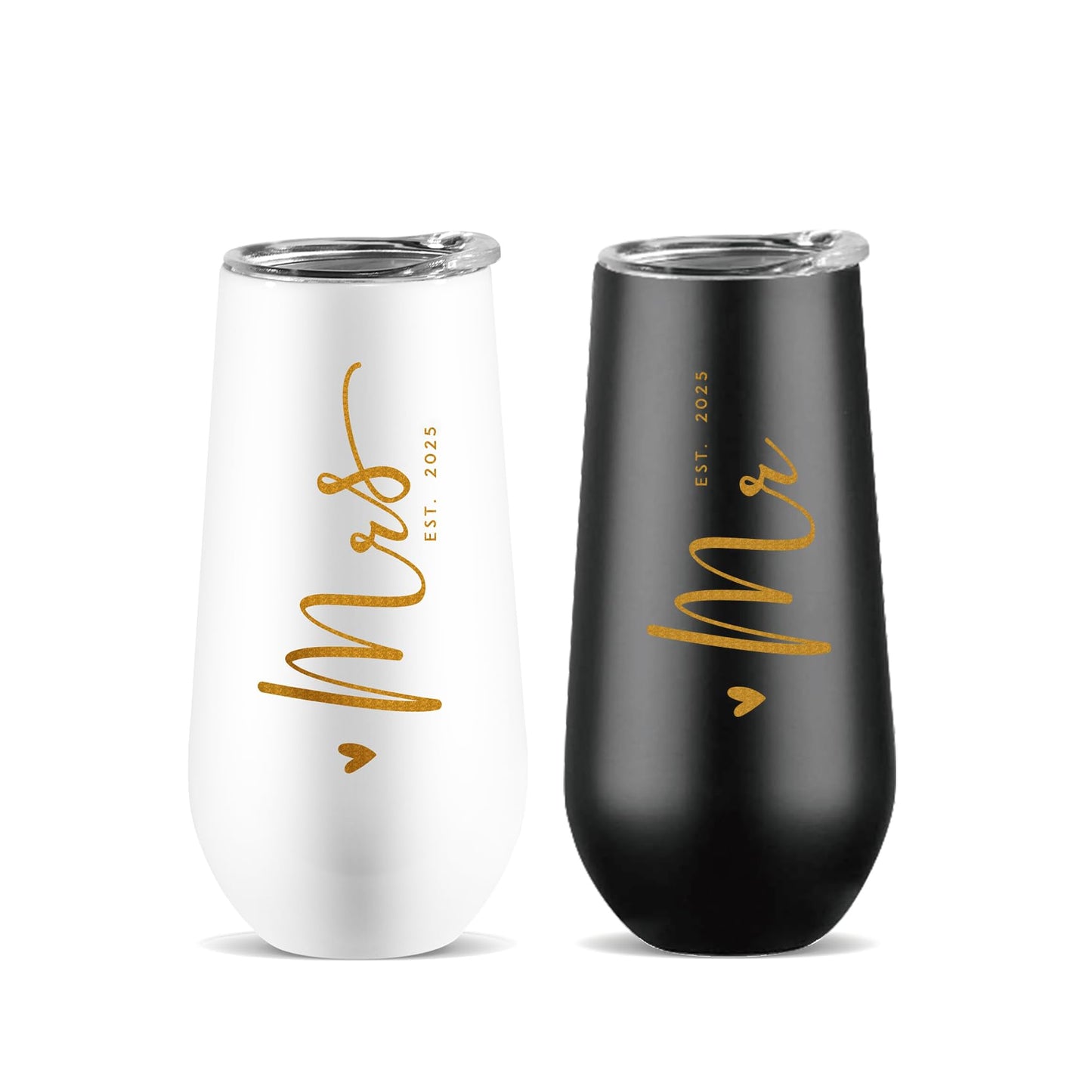 CARANOTS Mr and Mrs Gifts Wedding Gifts for Couples 2025 Bride and Groom Wedding Champagne Flutes for Engagement Anniversary Newly Engaged Cups for Mr and Mrs Champagne Tumbler 10 OZ