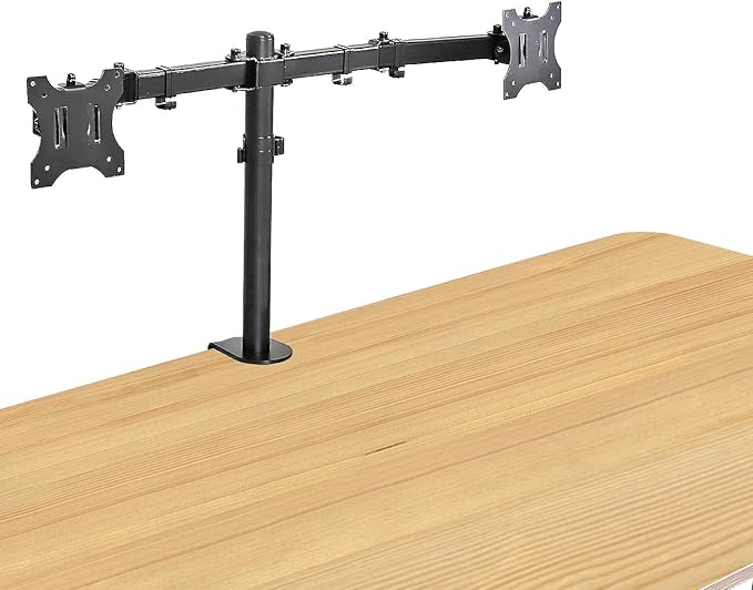 AEONS Dual Monitor Desk Mount Stand, Adjustable Dual Arm Mount fits up to 32 inch LCD Screen with VESA, Clamp and Cable Management, Black