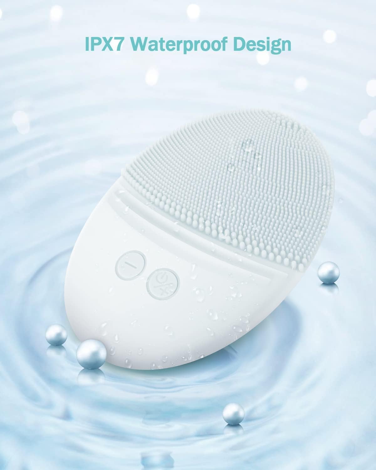 EZBASICS Facial Cleansing Brush Made with Ultra Hygienic Soft Silicone, Waterproof Sonic Vibrating Face Brush for Deep Cleansing, Gentle Massaging, Inductive Charging (Grey) 1 Pack+5 Speed Settings