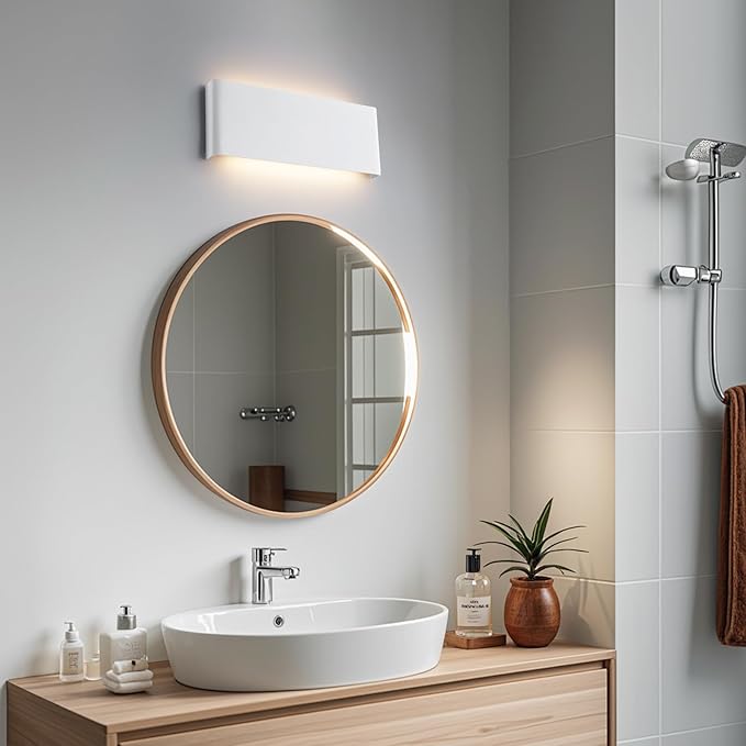 15"Modern LED vanity light,20W Dimmable 5 CCT (3000K-6500K) Adjustable Wall Lamp,Up and Down Wall Lighting,Indoor Wall Sconce for Bedroom,Staircase,Hallway,Dressing Table,2 Pack（White）