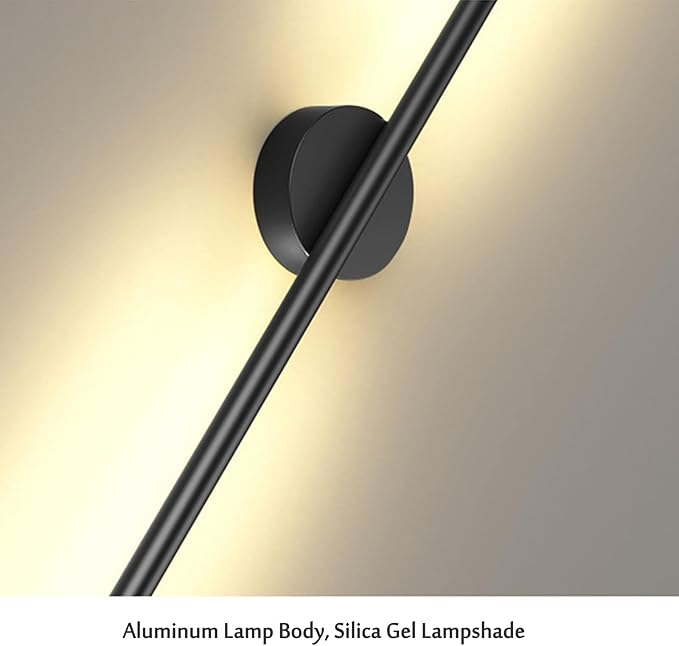Indoor Long Wall Light Modern LED Minimalist Sconce with Motion Sensor Interior Acrylic Black Lamp Inside Fixtures Living Room Bathroom Front Door Bedroom