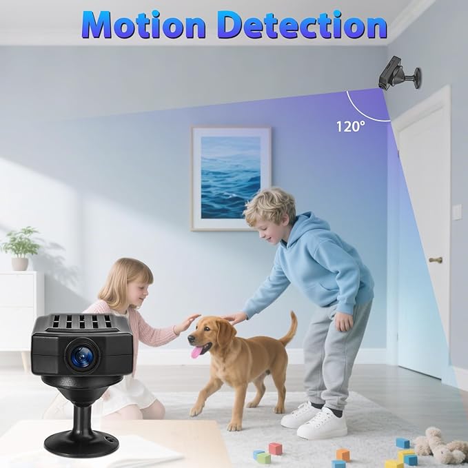 64GB Mini Security Camera,1080P Nanny Video Cam Dome Camera with Motion Detection, 3H Battery for Pet/Nanny Surveillance(Not WiFi)