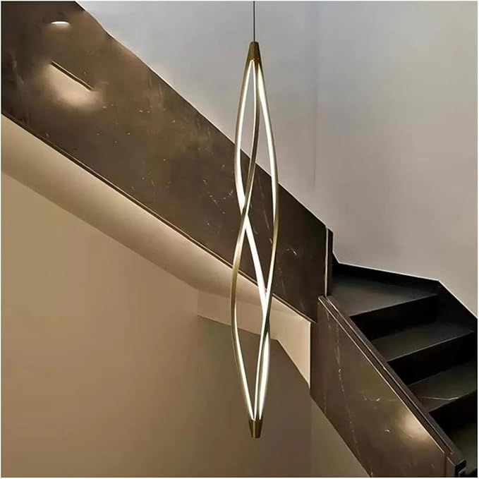 Modern Home Decor Led Lights Pendant Light Lamps Forstaircase Chandeliers for Living Room Hanging Indoor Lighting,Modern LED Chandelier(RC Remote dimming,Gold 180cm)