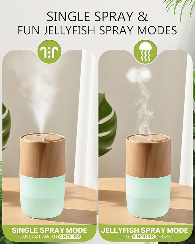 300ml Essential Oil Diffuser, Quiet 4-in-1 Premium Humidifier with Jellyfish Spray Mode, Aromatherapy & Humidifier with 7-Color LED Lights and Auto Shut-Off, Diffusers for Home, Office, Yoga