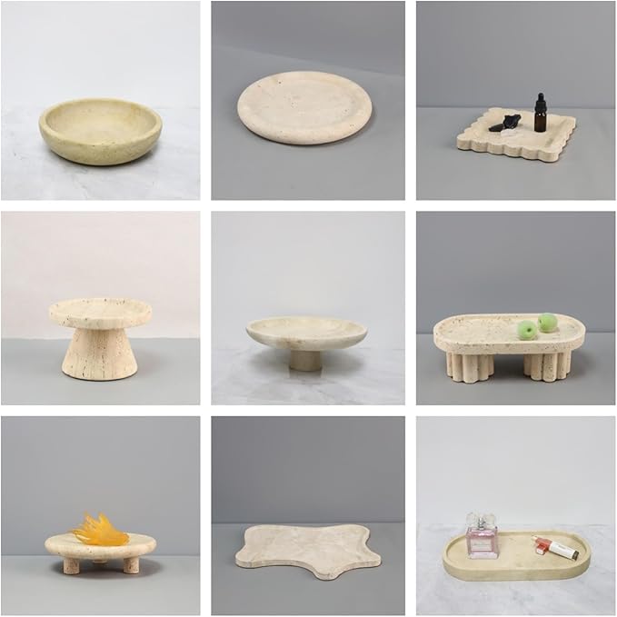 Modern Style Marble Tray Organizer - Modern Stone Decoration for Living Room, Dining Table, Office - Stylish Key and Jewelry Holder(Beige12)