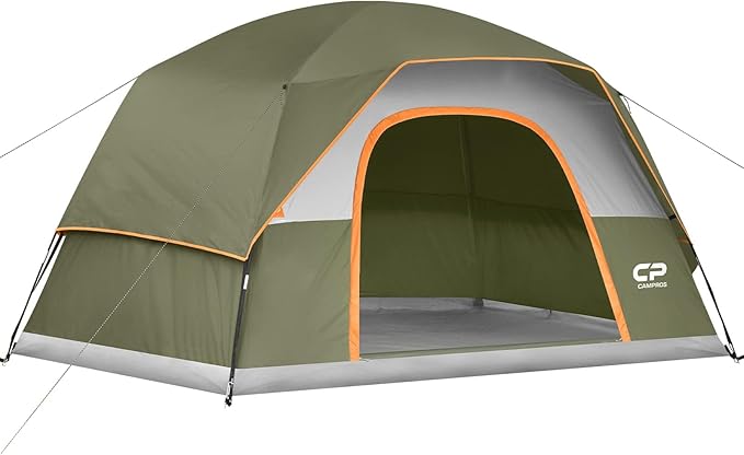 CAMPROS CP Tents for Camping 6 Person Waterproof Windproof Double Layer Family Camping Tent, Easy Setup Dome Tent with Large Mesh Windows & Wider Door for Outdoor Camping & Hiking