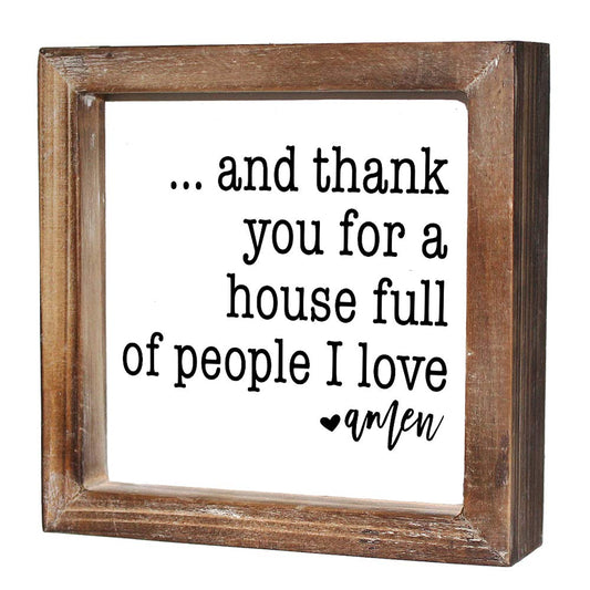 MACVAD Rustic Torched Wood Small Box Sign for Home Decor,Freestanding Thank You Sign for Kitchen,Square Wood Block Sign Table Decor,6" x 6"" x 1.57"""