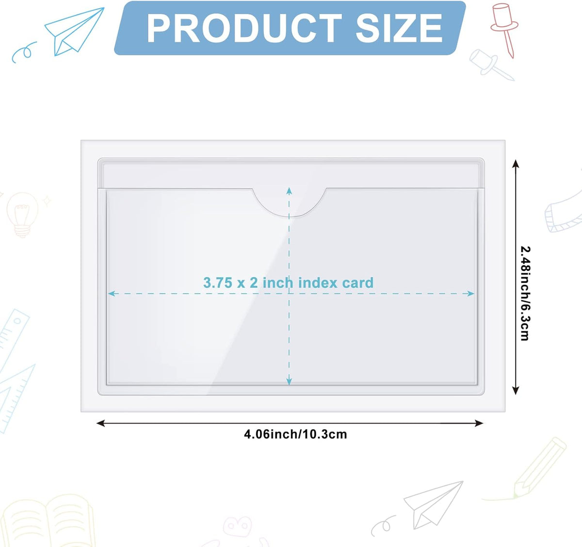 Outus 500 Pack Self Adhesive Index Card Holder Clear Plastic Label Pockets with Top Open for Loading Sticky Business Card Sleeves for Storage Bins Library Organizing Photo Protecting(4.06 x 2.48 Inch)