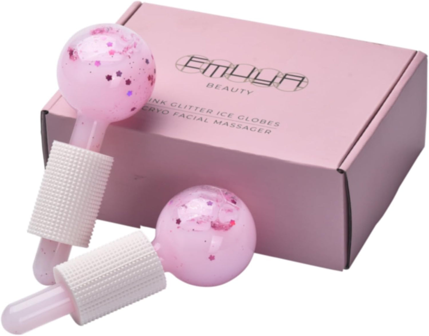 Ice Globes for Facials â Facial Tools for Face & Eye Puffiness Relief, Cool Skincare Cryo Tools - Pink Drink Glitter