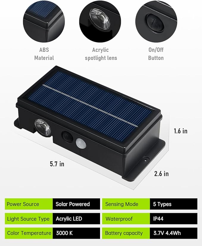 Solar Step Lights Outdoor Waterproof Motion Sensor Solar Stair Lights 5 Modes for Stair, Step, Outside, Deck, Walkway, Pathway Warm White 4 Pack