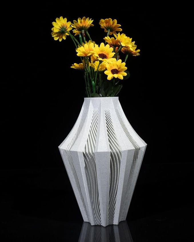 Aether Gray Vase – Modern Architectural Design | Eco-Friendly Home Decor (Primary color:Silver;)