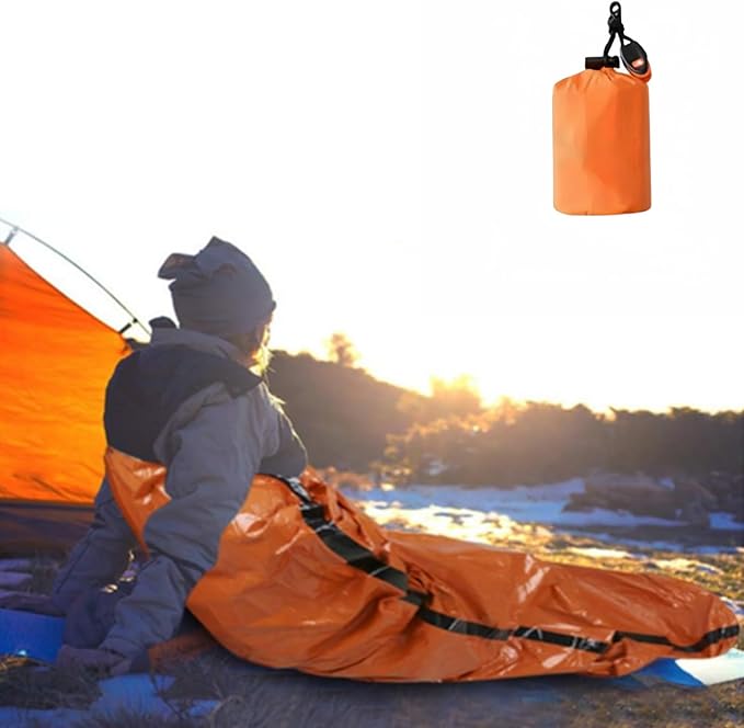 2-Person Emergency Sleeping Bag, Ultra Lightweight Waterproof Thermal Bivy Sack Cover, XL Emergency Shelter Survival Kit for Hiking Outdoor Camping …