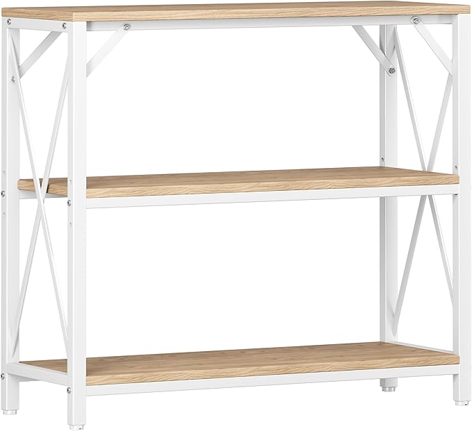 Homeiju Console Table 31.5" Width, 3-Tier Entryway Table with Storage, Industrial Sofa Table with Open Shelves, Foyer Tables for Entryway, Hallway, Kitchen, Living Room and Bedroom, Light Coffee