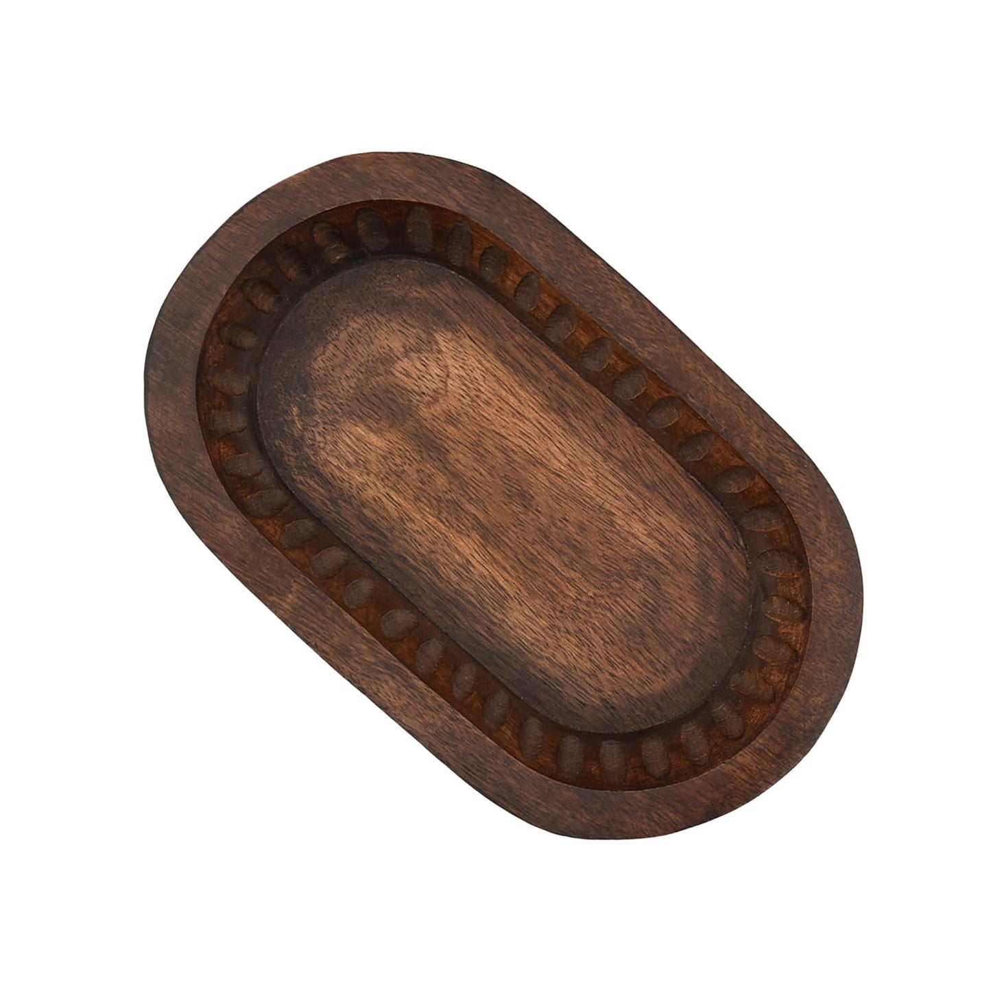 Samhita Mango Wood Decorative Bowls for Home Décor, Decorative Long Wooden Bowl for Table Centerpiece (10" x 6"" x 2"")"