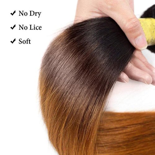 Condescension Brazilian Omber T1B/4/30 Human Hair Bundles 14 16 18 Inch Straight Hair 3 Bundles Human Hair 100% Unprocessed Remy Virgin Weave Hair for Women