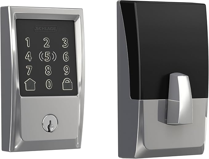 Schlage Encode Plus Smart Wi-Fi Lock for Front Door, Keyless Entry Deadbolt, Unlock with Apple Watch, Built-in WiFi and App Control, Easy Install, Alexa & Apple HomeKit Compatible, Bright Chrome