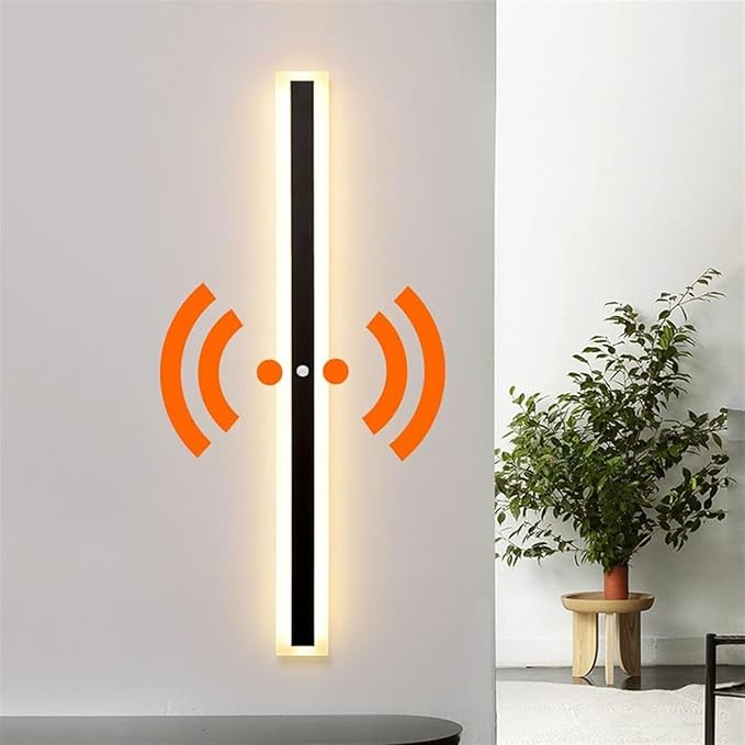 LED Motion Sensor Wall Light Strip Linear Wall Lamp, Indoor Human Body Motion Activated Sensor Wall Sconce Night Lights, Minimalist Bedroom Bedside Lamps for Hallway Oldsix-66(6000k,80cm)