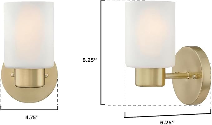 Westinghouse 6227800 Sylvestre One-Light Indoor Wall Fixture, Brushed Nickel Finish with Frosted Seeded Glass