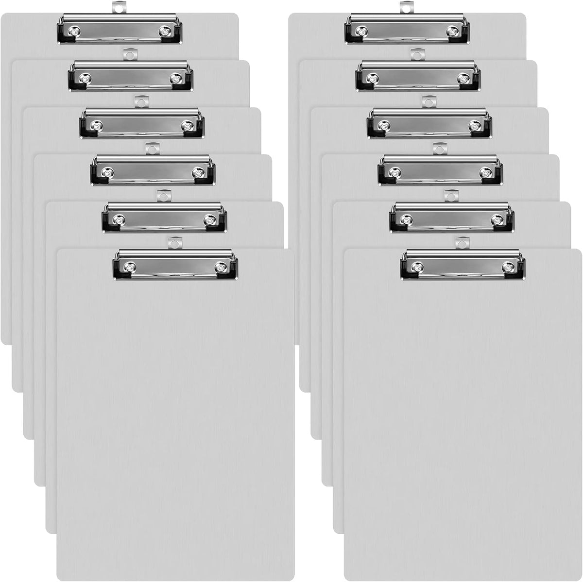 Epakh 12 Pieces Clipboard Bulks Metal Clipboard Aluminum Office Low Profile Clip Standard A4 Letter Size Metal Clip Board, Size 12.5 x 9 Inch