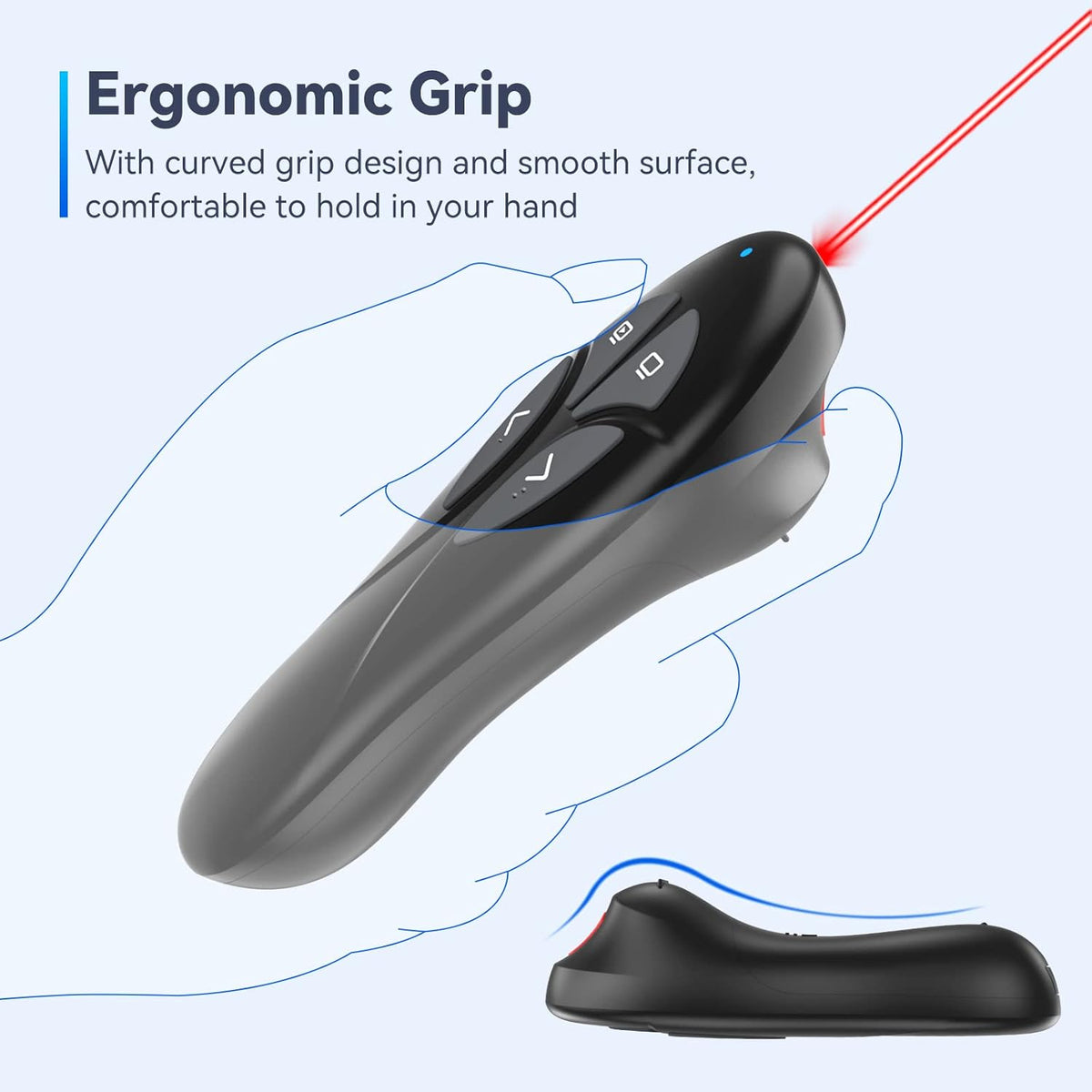 Wireless PowerPoint Remote Presentation Clicker - Presenter Remote PowerPoint Clicker with Red Laser Pointer Slide Advancer for Computer Laptop Mac