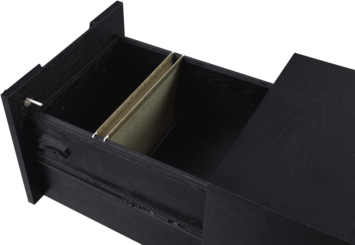 ZURI Hayes Modern 2 Drawer Mobile Legal and Letter Filling Pedestal - Black