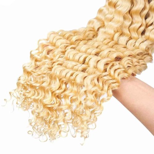Fabimiya 20 22 24 Inch Bundles Human Hair Blonde 613# Jerry Curly Human Hair Bundles Unprocessed Soft Sewn In Hair with Double Weft for Black Women