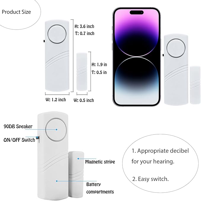 Door Window Alarm, 90DB Door Alarms for Kids Safety, Door Window Burglar Alarm-Window Pool Alarms for Home (15 Pack)