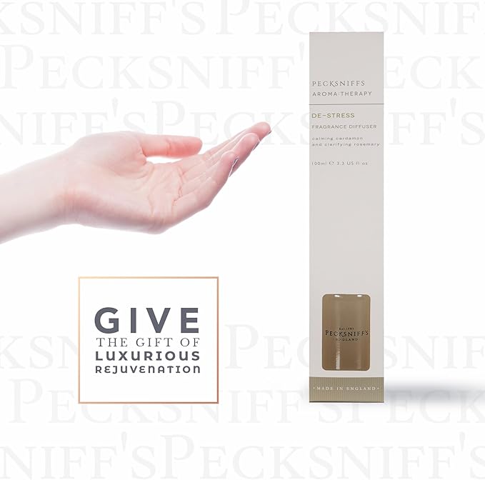 Pecksniff's Aromatherapy De-Stress Diffuser - Calming Cardamon & Clarifying Rosemary, 100 ml/ 3.3 fl oz
