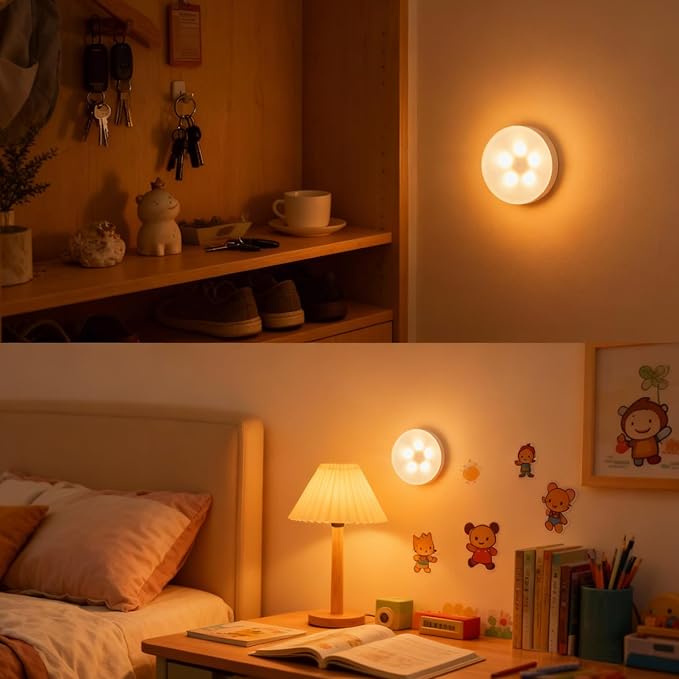 4 Pack Rechargeable Puck Lights with Remote & Touch Control, Wireless Under Cabinet Lighting, 3 Color Temperatures & Dimmable Stick on LED Lights, Magnetic Tap Light for Closet, Shelf Display, Kitchen