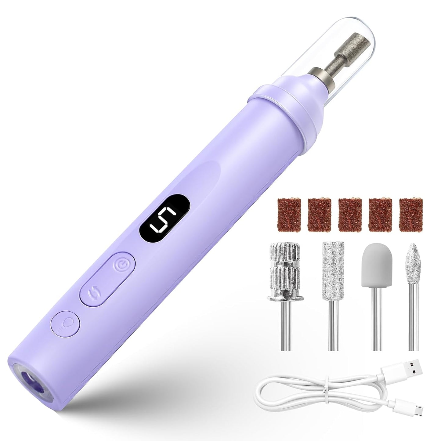 Electric Nail Drill Machine Handheld Flat Light 2-in-1 for Beginners Acrylic Gel Nails Manicure Pedicure Polishing Shape Tool with 8 Bits Gel Nails and Home Salon Use
