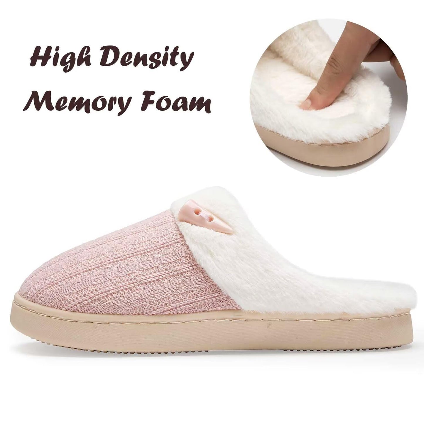 NineCiFun Women's Slip on Fuzzy Slippers Memory Foam House Slippers Outdoor Indoor Warm Plush Bedroom Shoes Scuff with Faux Fur Lining size 7 8 pink