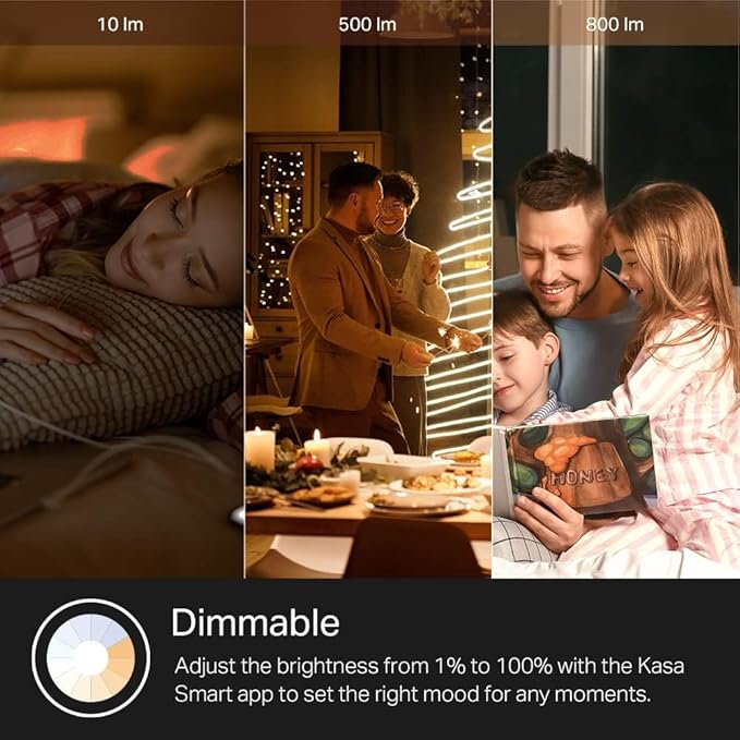 Kasa Smart Light Bulbs, Full Color Changing Dimmable Smart WiFi Bulbs Compatible with Alexa and Google Home, A19, 9W 800 Lumens,2.4Ghz only, No Hub Required, 4 Count (Pack of 1), Multicolor (KL125P4)