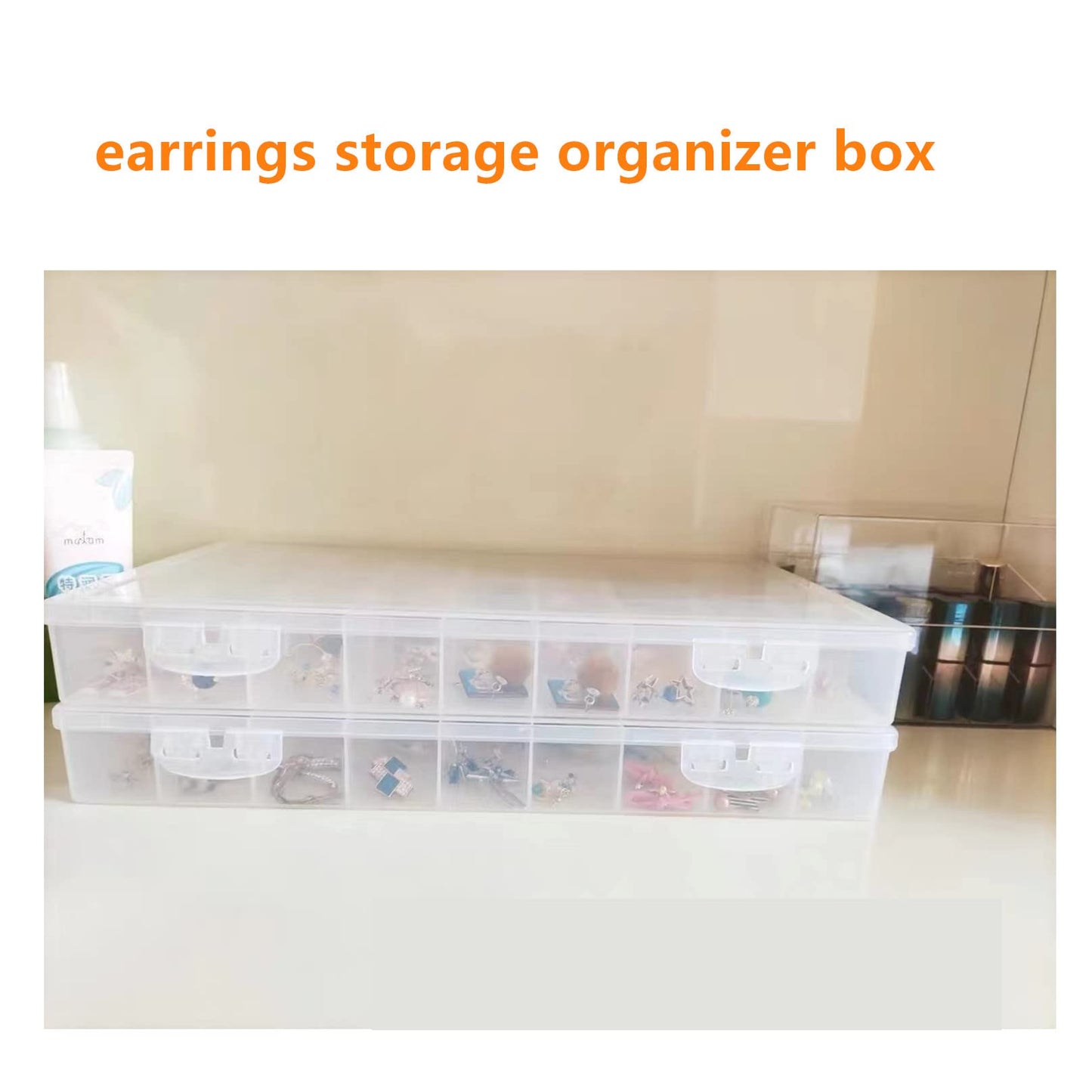Feadily 1PCS 36 Grids Large Plastic Organizer Box with Dividers, Compartment Organizer Box for Nail Accessories/Screw/Sewing Arts and Oil Paint, Bead Storage Containers 14.9" x 9.2"" x 1.9"" (Clear)"
