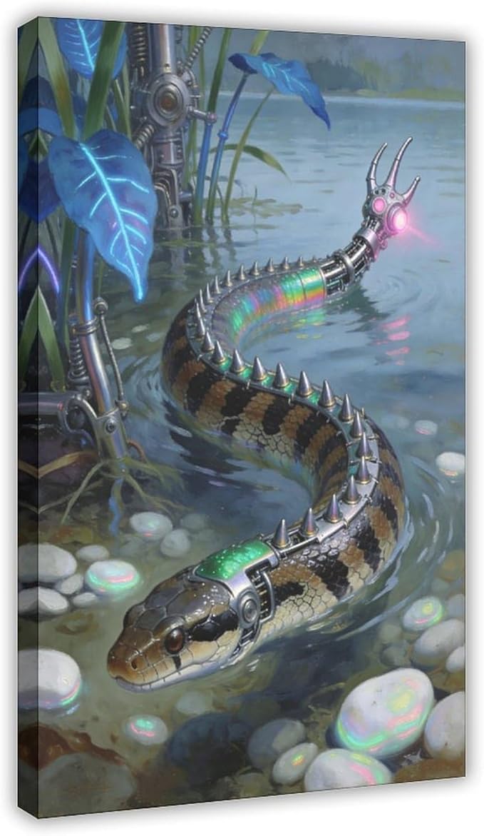 Framed Futuristic Nature Wall Art for Modern Living Room Creative Sci Fi Style Interior Decor 20x30inch(50x75cm)