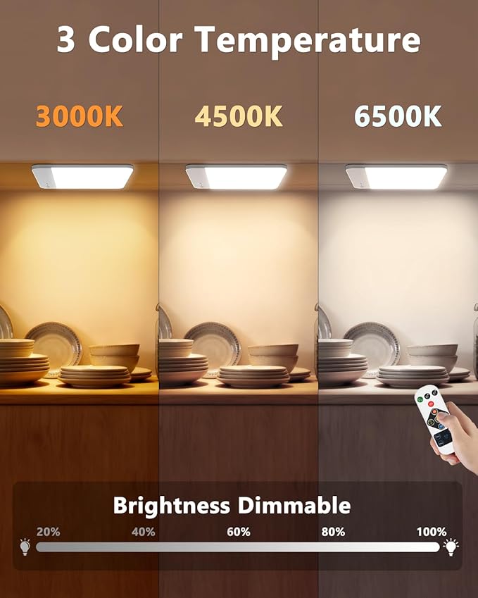 TOOWELL Rechargeable Closet Lights Motion Sensored - 7.8in Magnetic Battery Operated Ceiling Lights with Remote, Wireless Waterproof Shower Light Indoor for Shower Bathroom Pantry Stairs Hallway