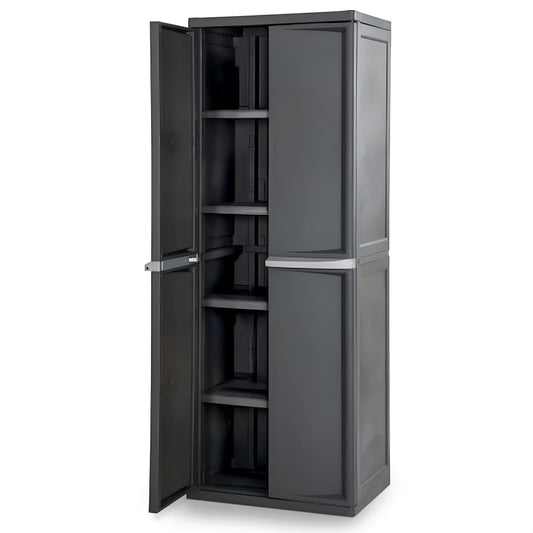 Sterilite 4 Shelf Cabinet, Heavy Duty and Easy to Assemble Plastic Storage Unit, Organize Bins in the Garage, Basement, Attic, Mudroom, Gray, 1-pack