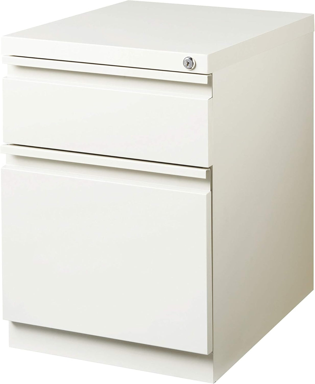 20 Inch Metal 2 Drawer Full Pull, for Home and Office, Holds Letter Width Hanging Folders, 20" Deep Box File Mobile Pedestal File, White